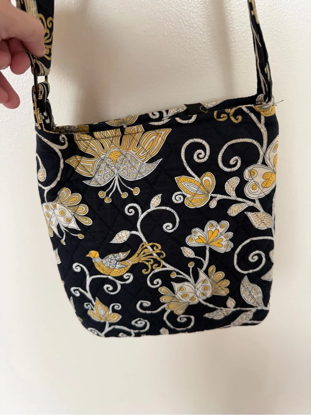 VERA BRADLEY Yellow Bird Hipster Shoulder Bag Crossbody Purse Floral